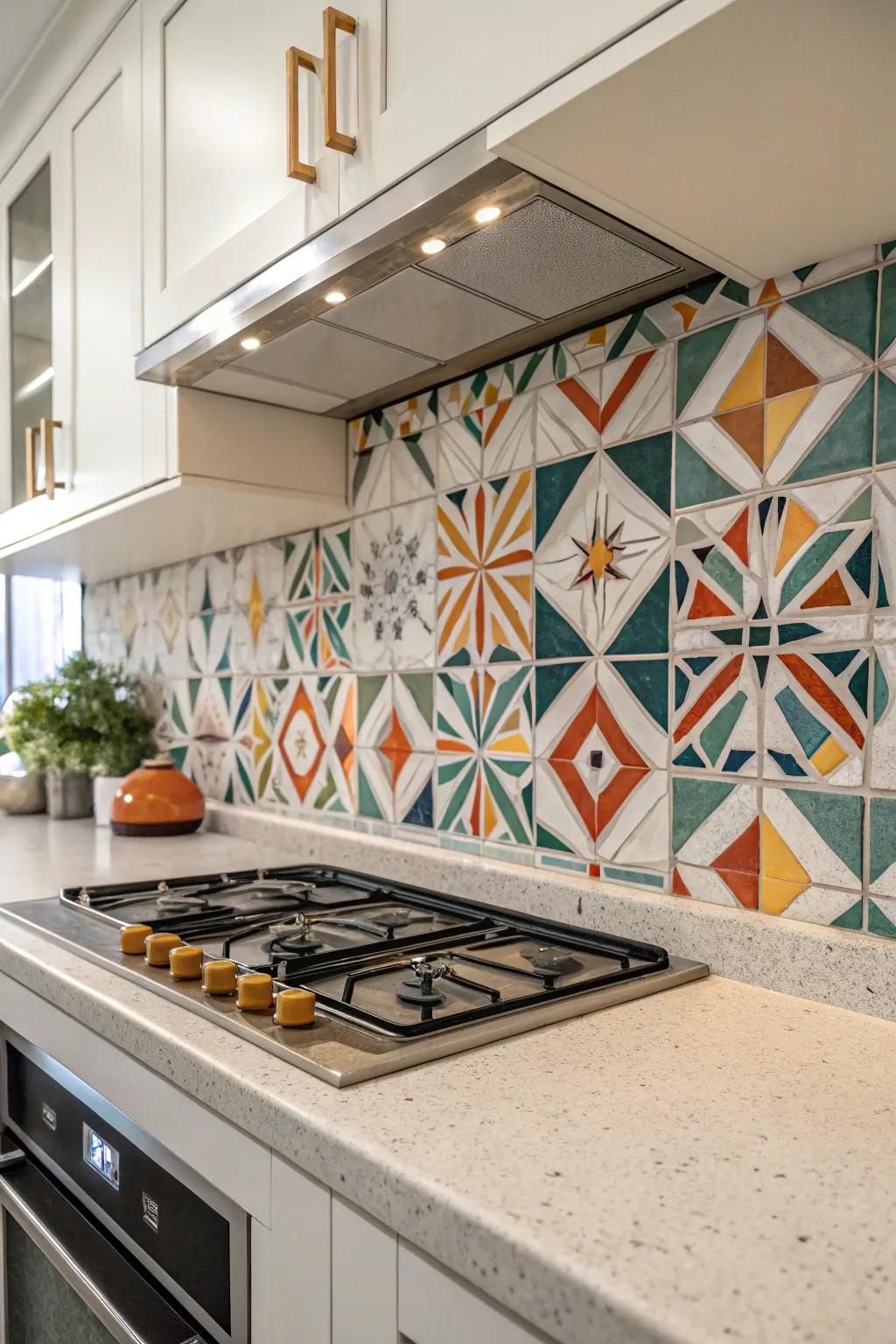 Tessellated tiles create a unique and stylish kitchen backdrop.