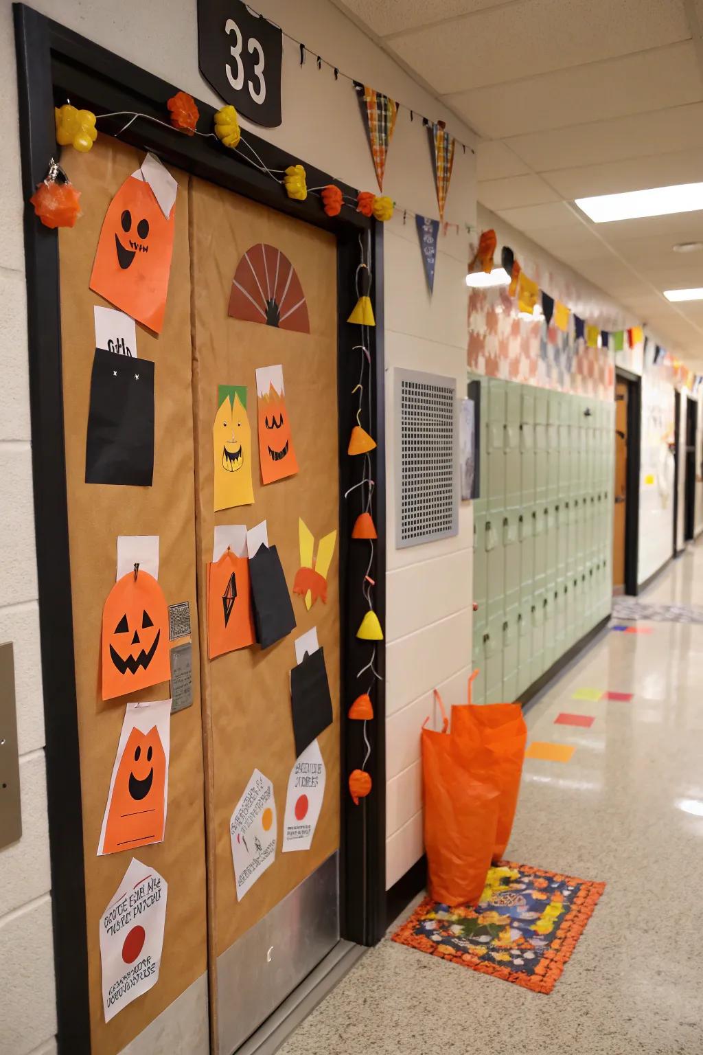 A trick-or-treat trail, complete with paper candy surprises.