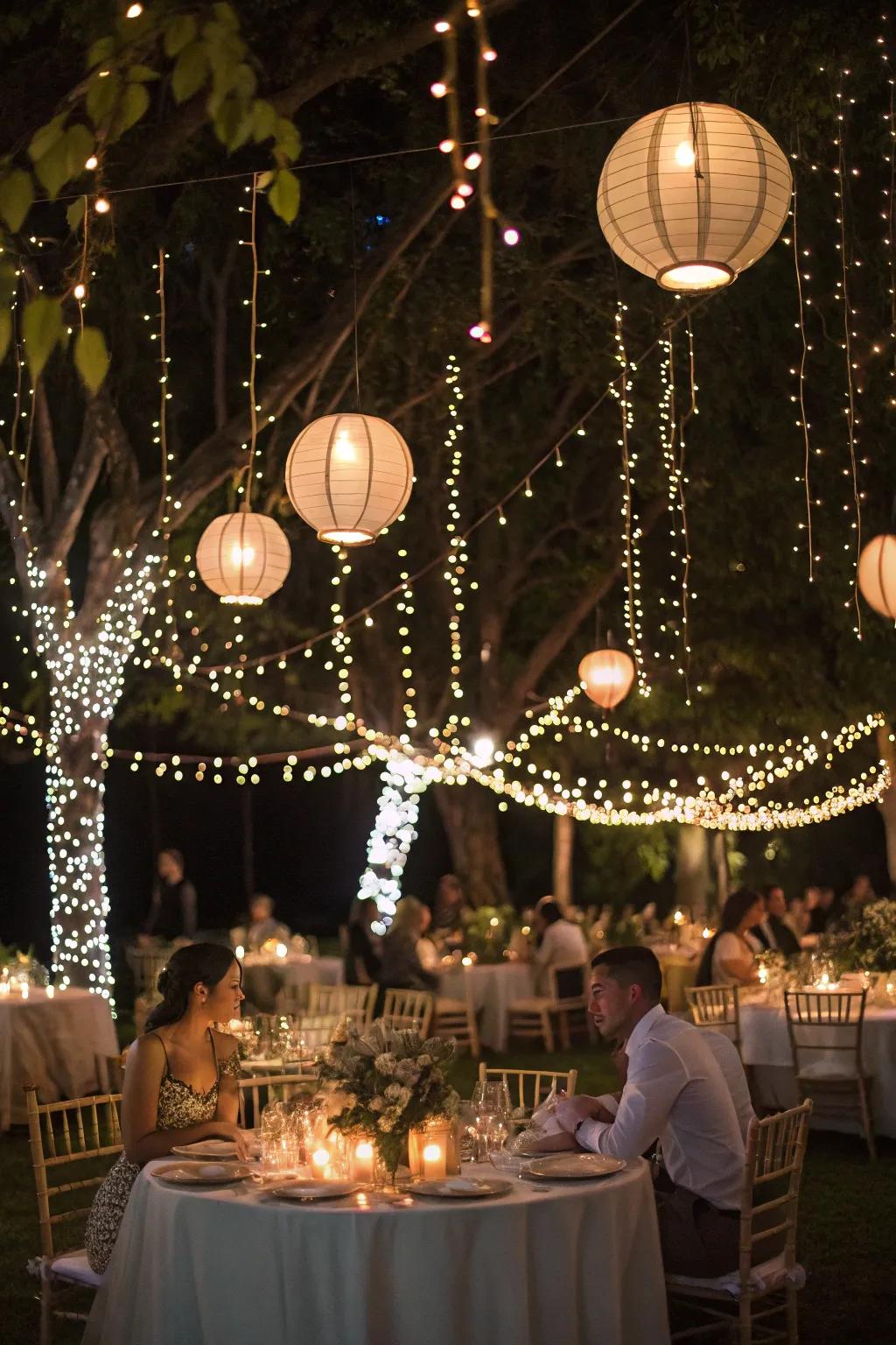 Whimsical lighting adds magic to your celebration.