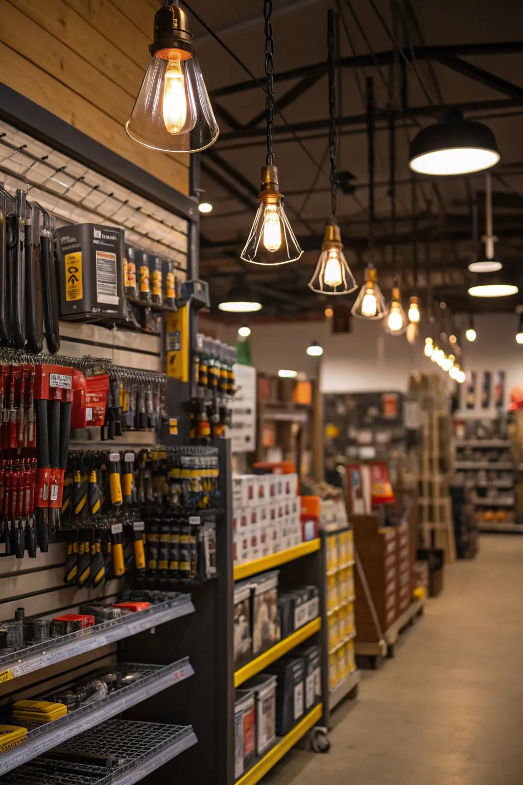 Strategic lighting highlighting products and enhancing store ambiance.