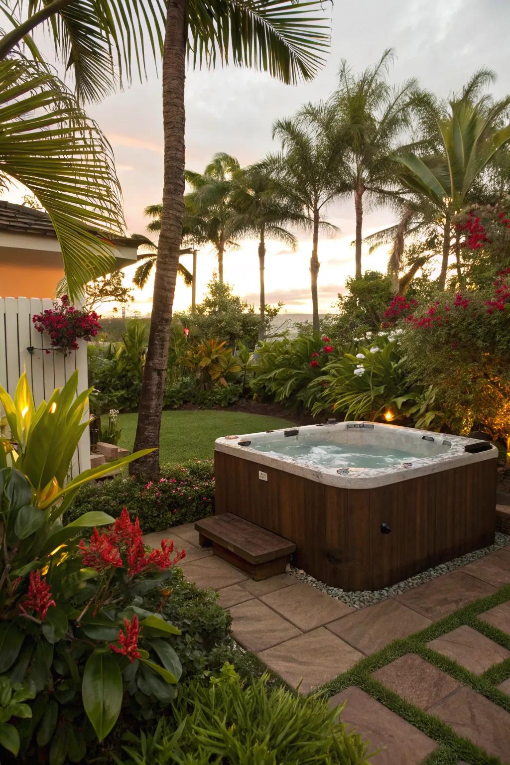 Bring tropical vibes to your backyard with palm trees.