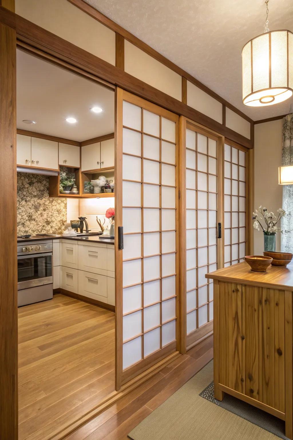 Sliding doors merge tradition with modernity.