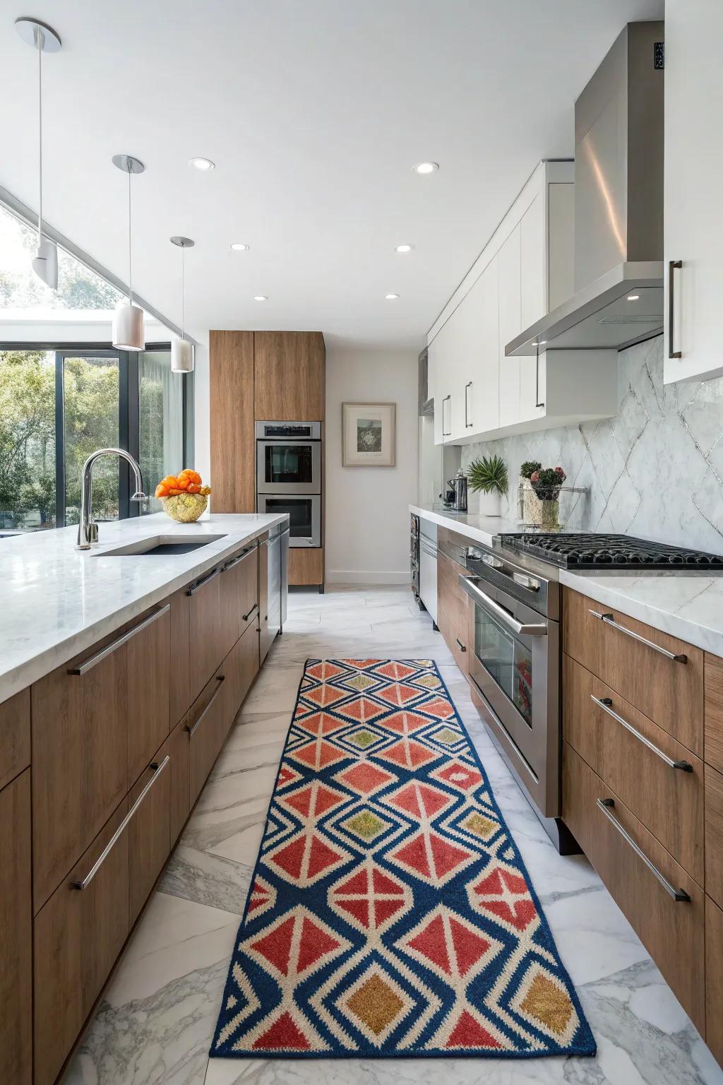 Geometric designs add modern flair and sophistication to kitchens.