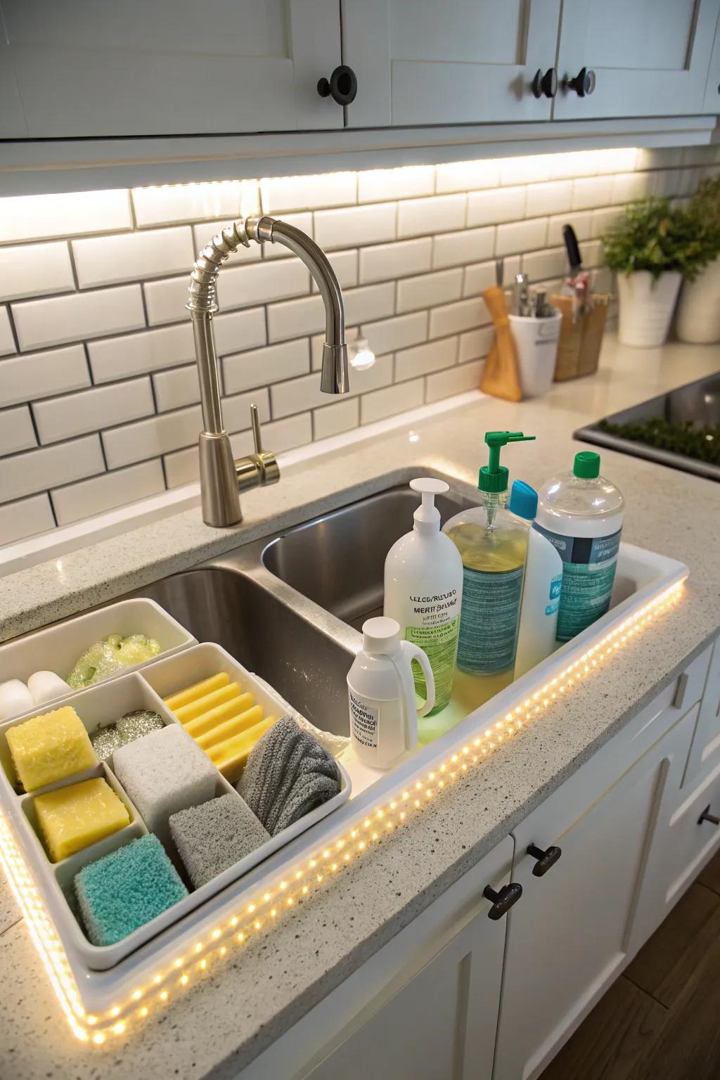 Illuminate under-sink spaces for better visibility and organization.