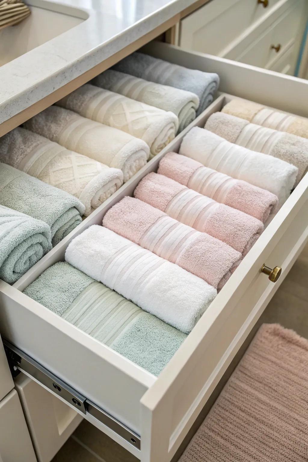 Keep your kitchen tidy with horizontal drawer storage.