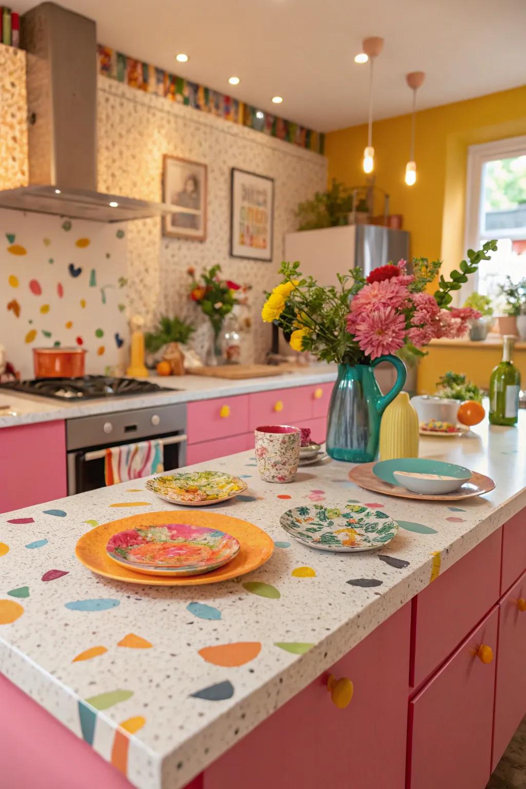 Resin worktops bring creative color and design to your kitchen.