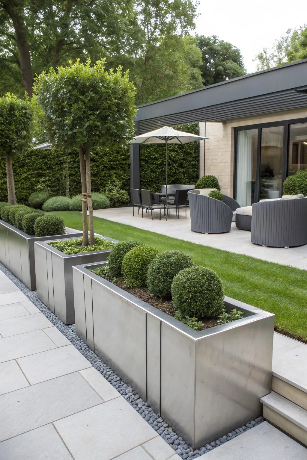 Metal edging offers sleek sophistication for modern gardens.