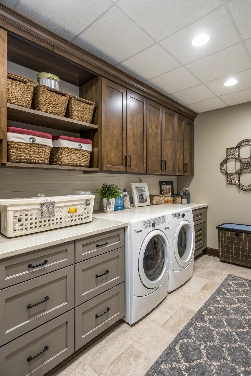 Mixing cabinet styles adds visual interest and texture.