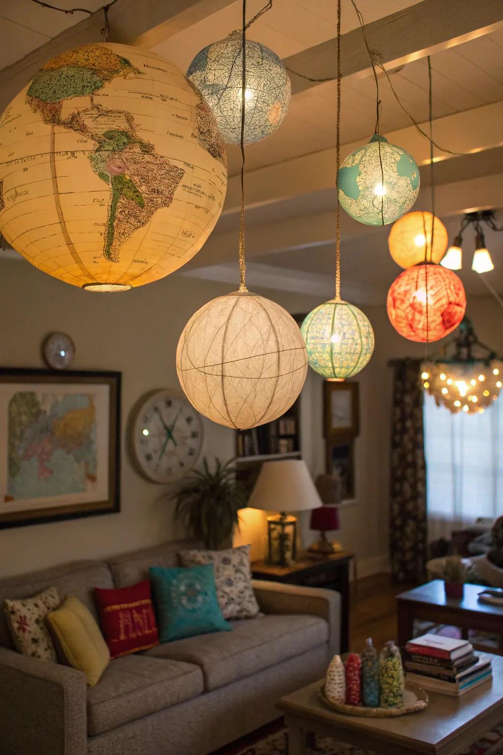 Globe lights add whimsy with their spherical shapes.