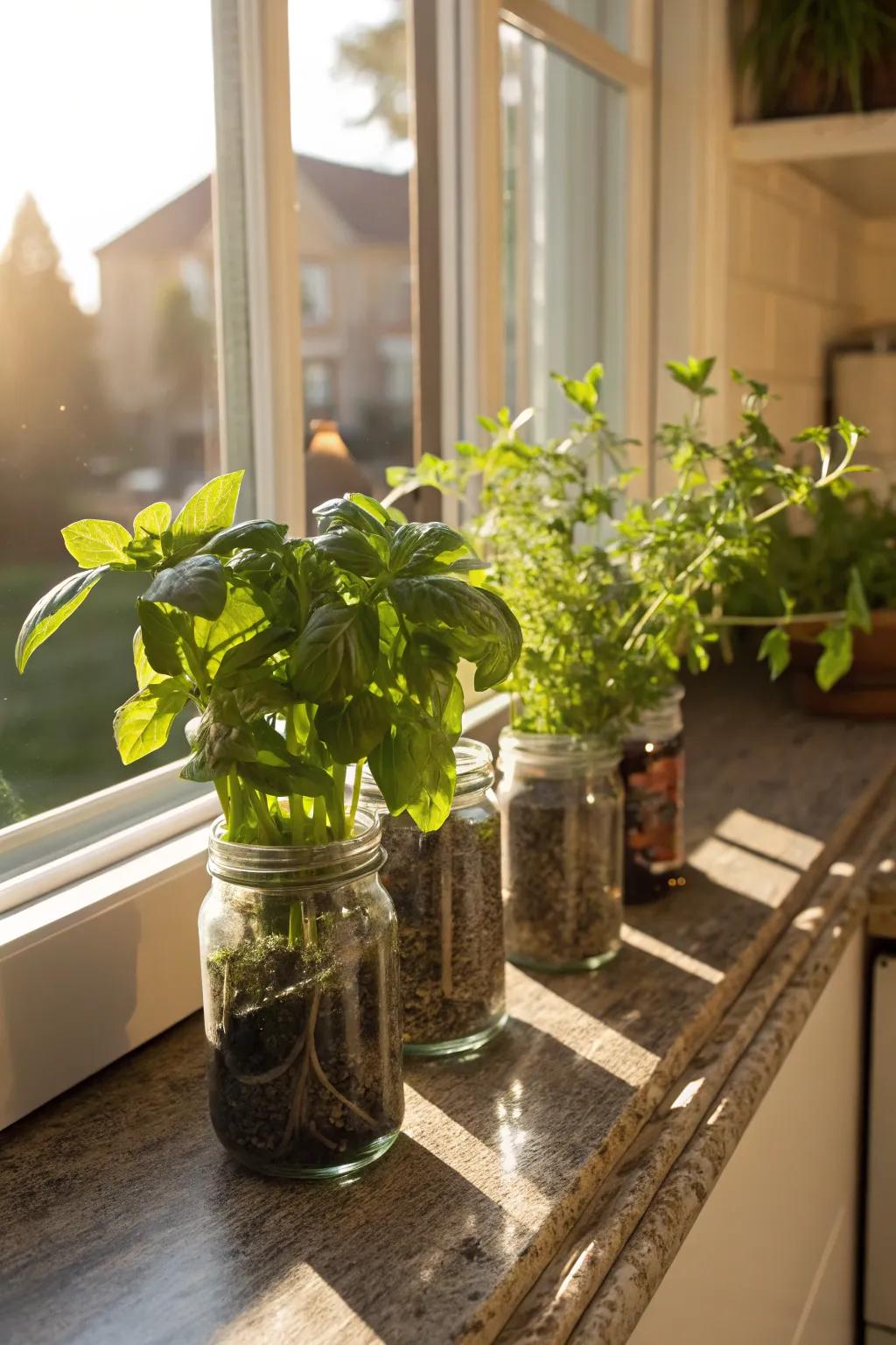 Grow your own herbs in elegant mason jar planters.