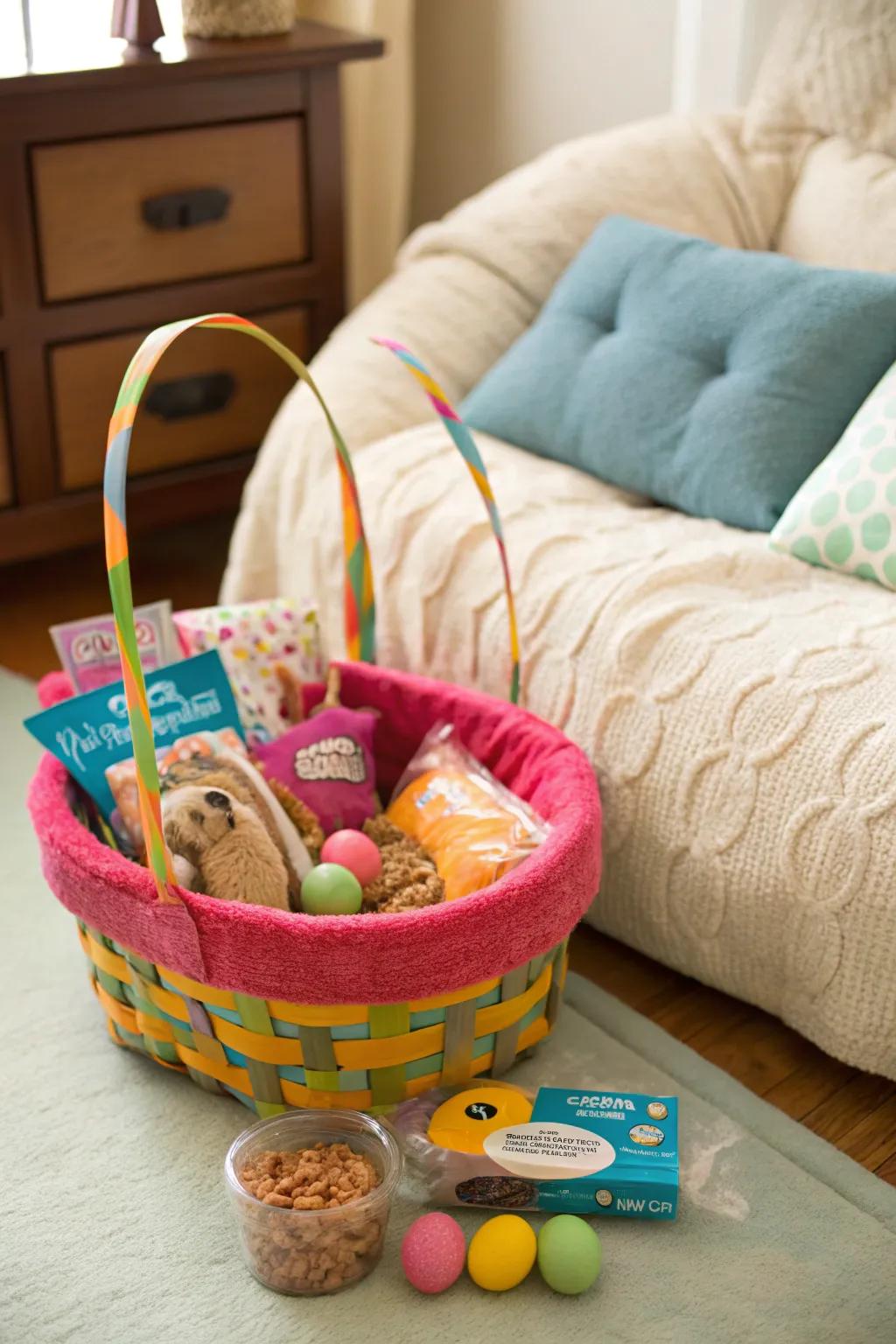A delightful May basket for pet lovers and their furry companions.
