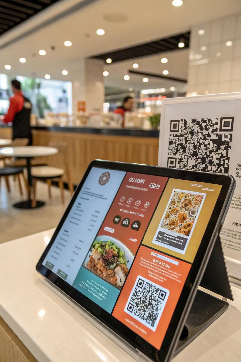 Interactive elements bridge traditional menus with digital convenience.