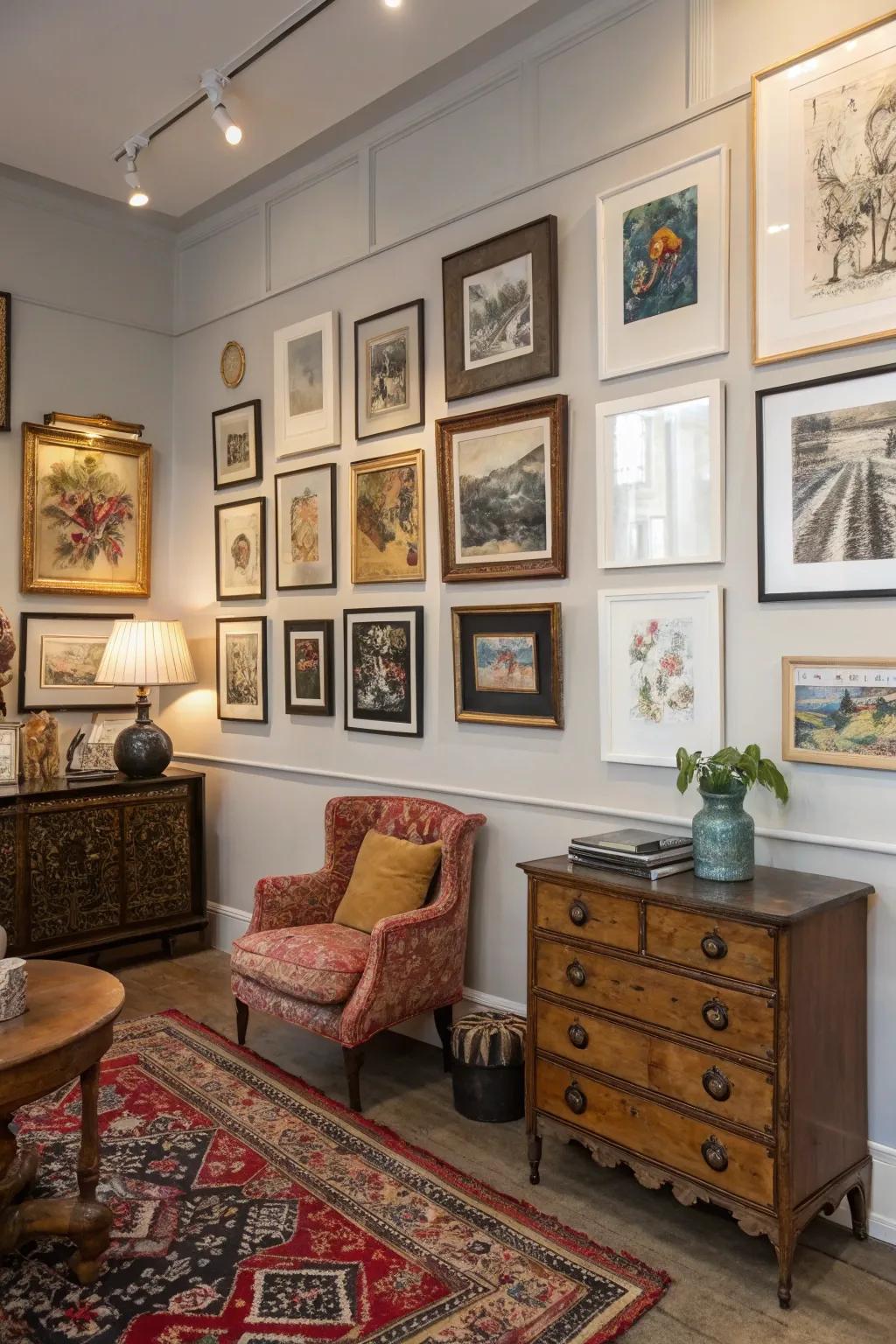Old meets new in this timeless gallery wall.