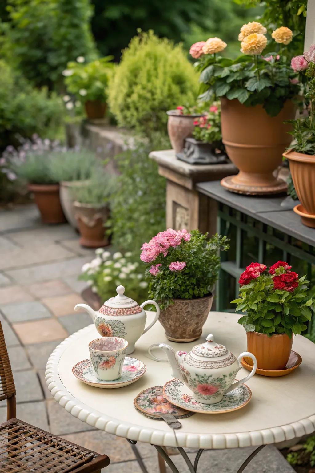 Garden-inspired décor creates a serene and natural atmosphere for your tea.