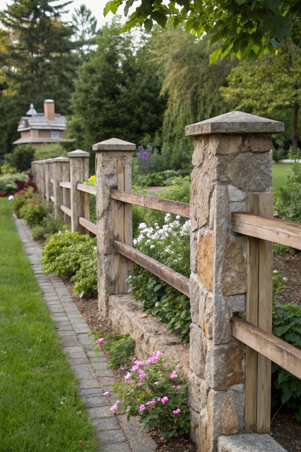 Achieve a custom look by mixing materials in your fence design.