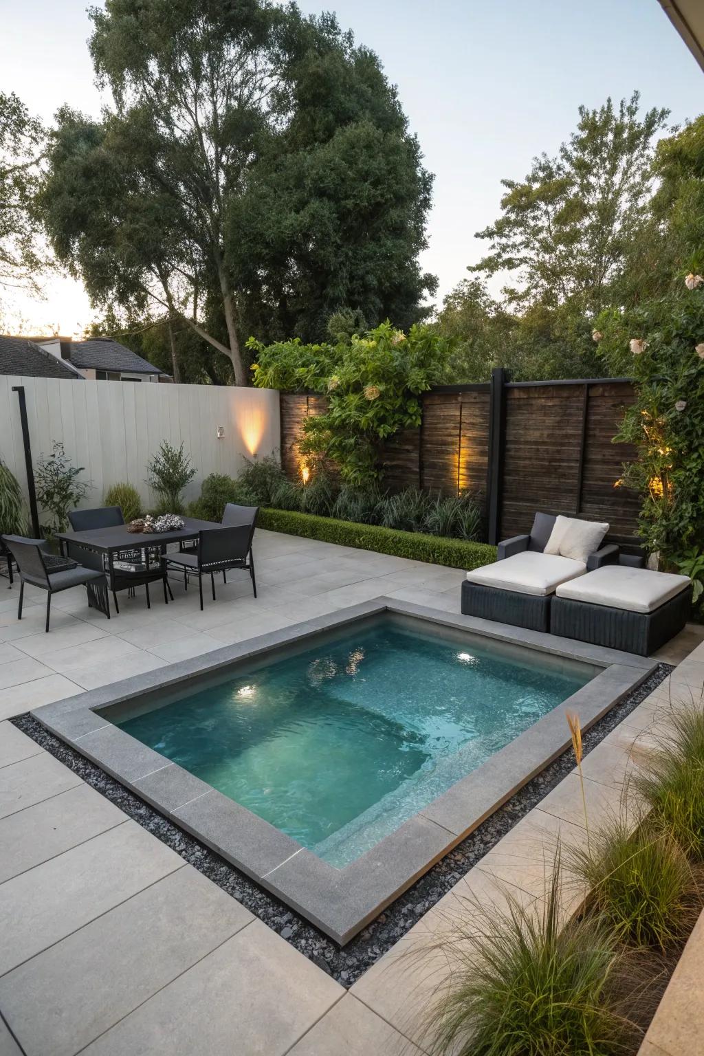 Enjoy a refreshing dip in a chic plunge pool.