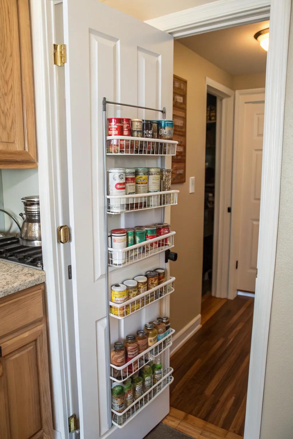 Make the most of your pantry door with added storage.