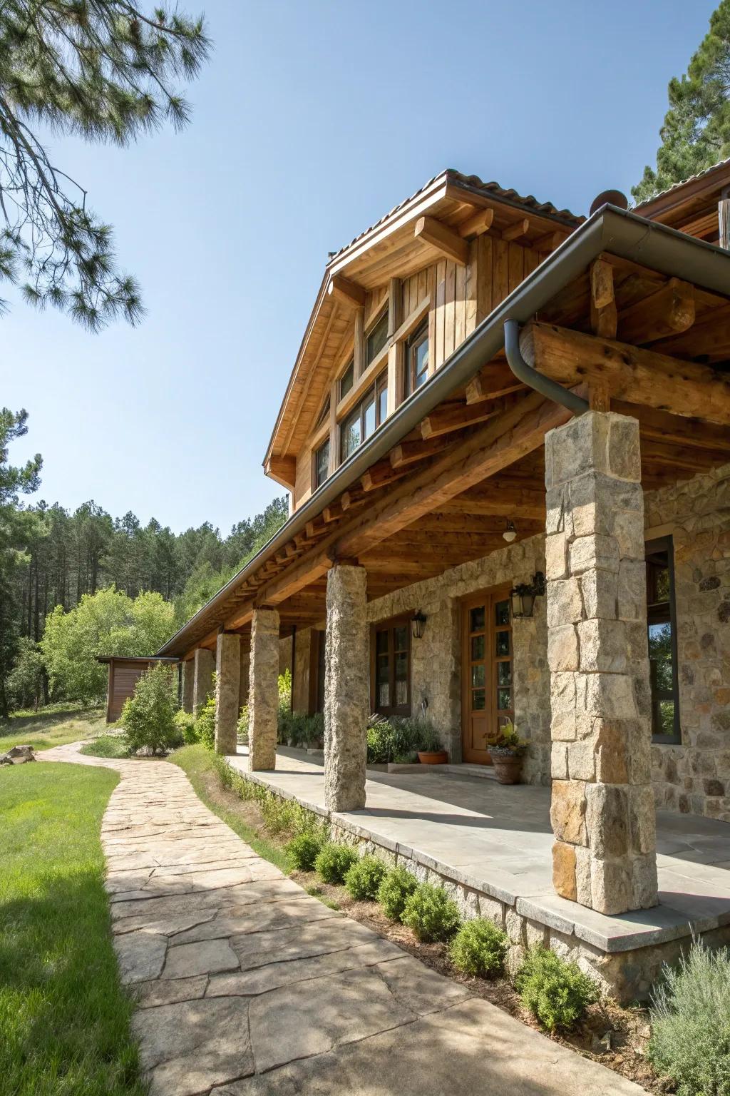 Natural accents bring an earthy atmosphere to this ranch house.