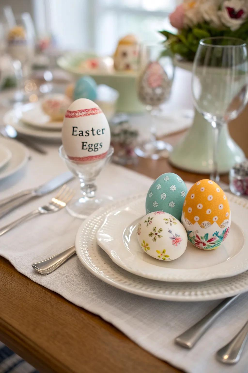 Personalized Easter eggs make unique place settings.