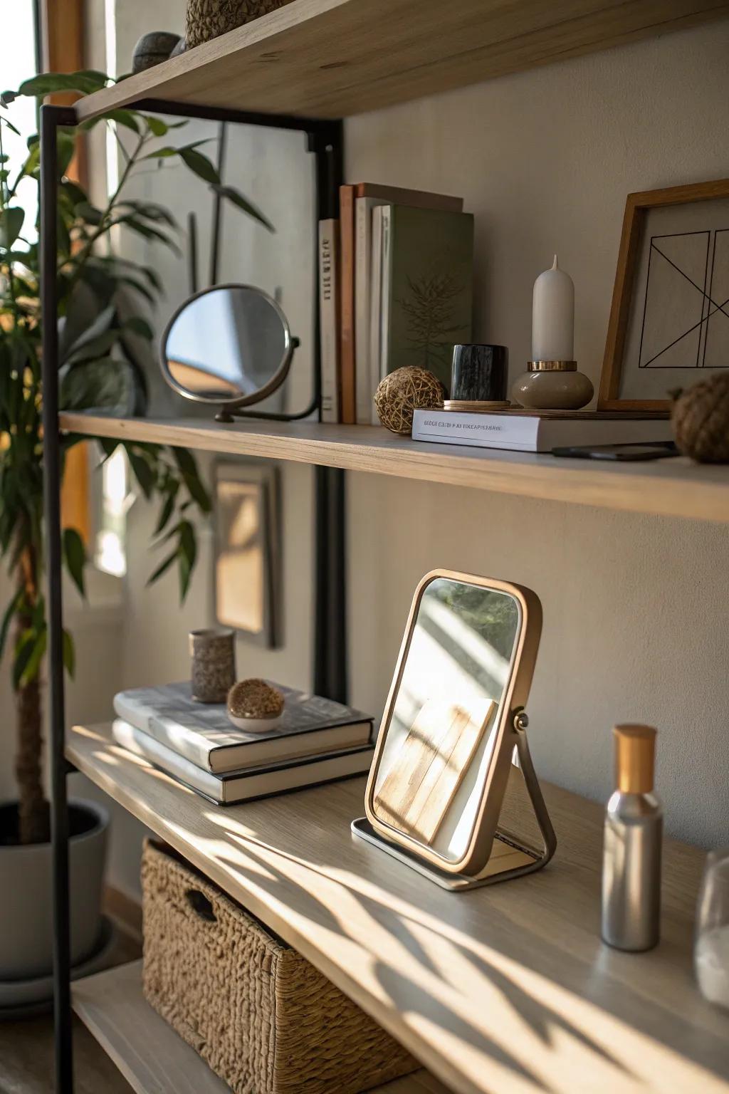 A small mirror reflects light and adds a delightful twist.