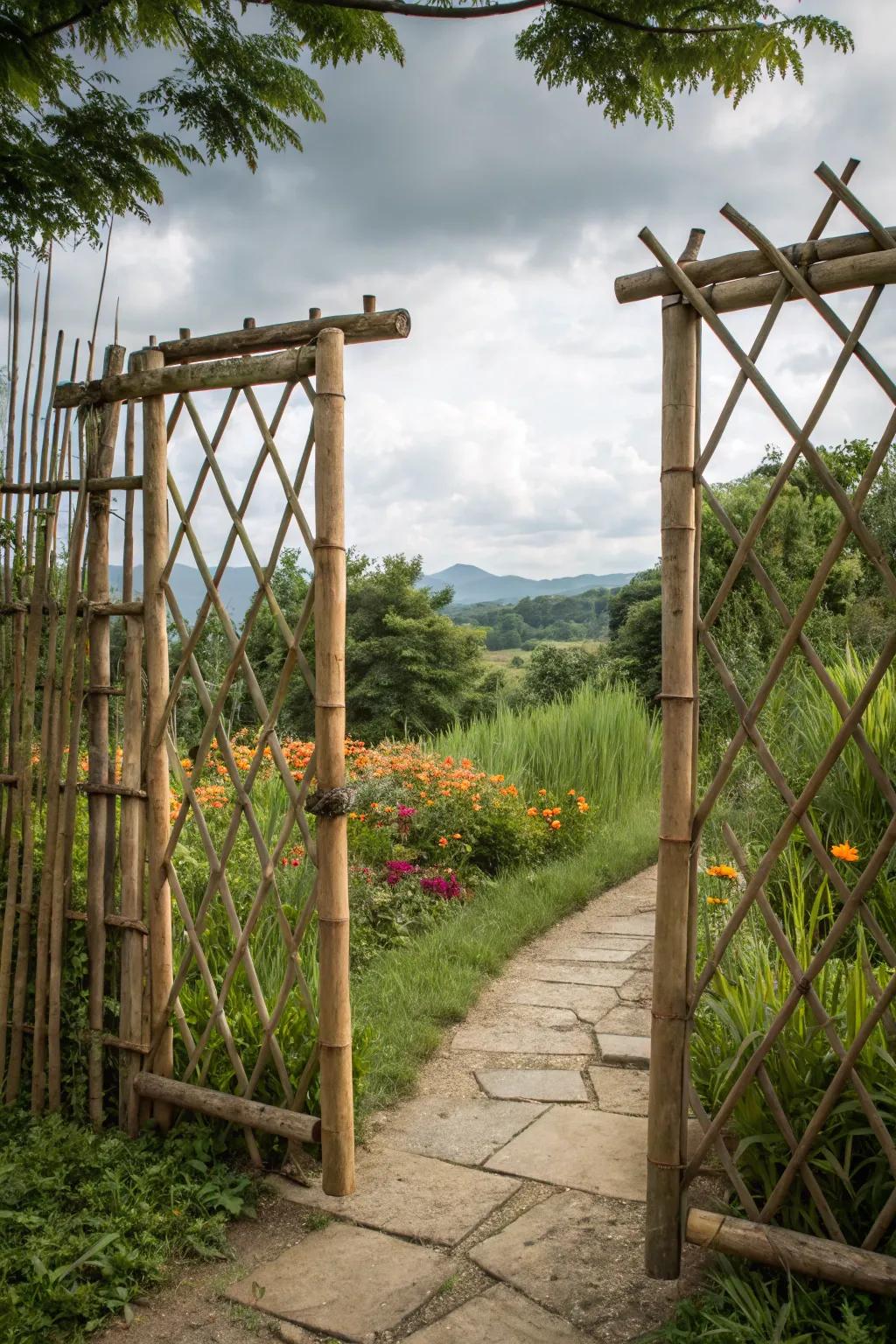 A bamboo gate that embraces sustainability.