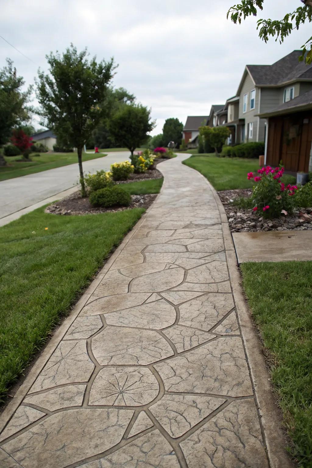 Stamped concrete offers a high-end look with personalized patterns.