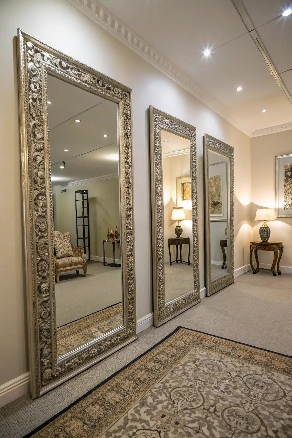 Mirrors can effectively double the perceived size of a room.