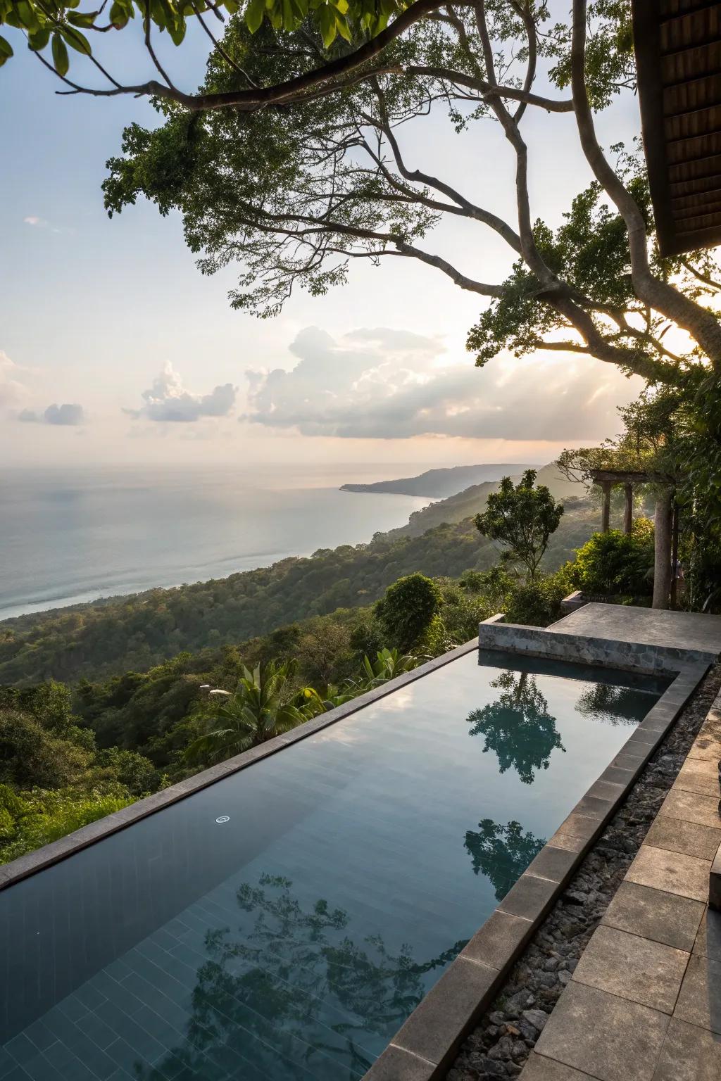 A small infinity pool creates a stunning visual effect and enhances scenic views.