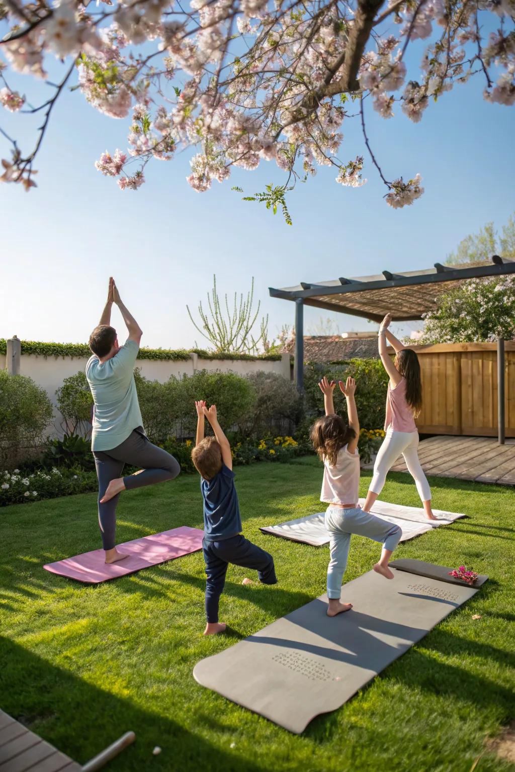 Find balance and peace with a family yoga session.