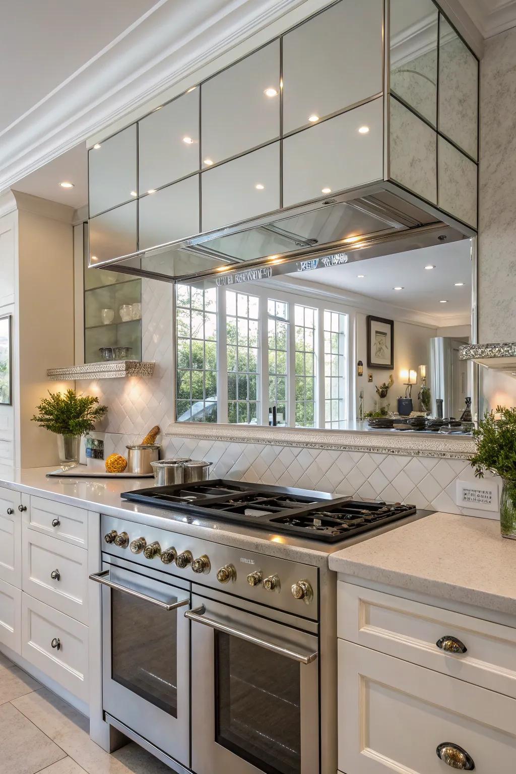 Mirrored panels reflect light and add a touch of glamour.