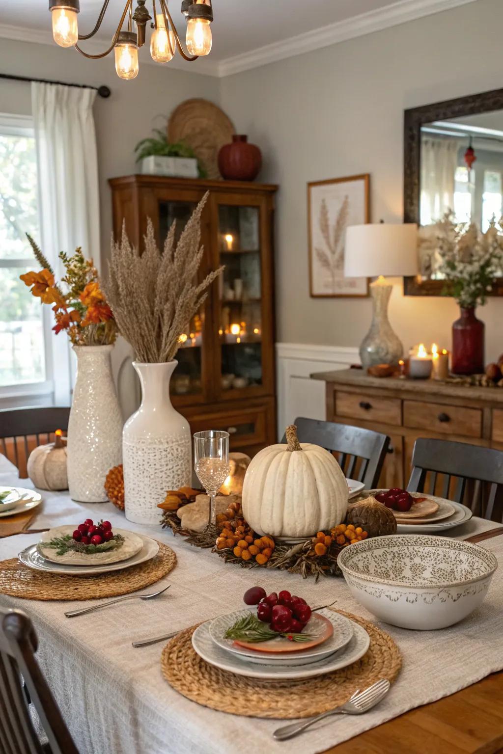 Charming vintage finds add character to the dining room.