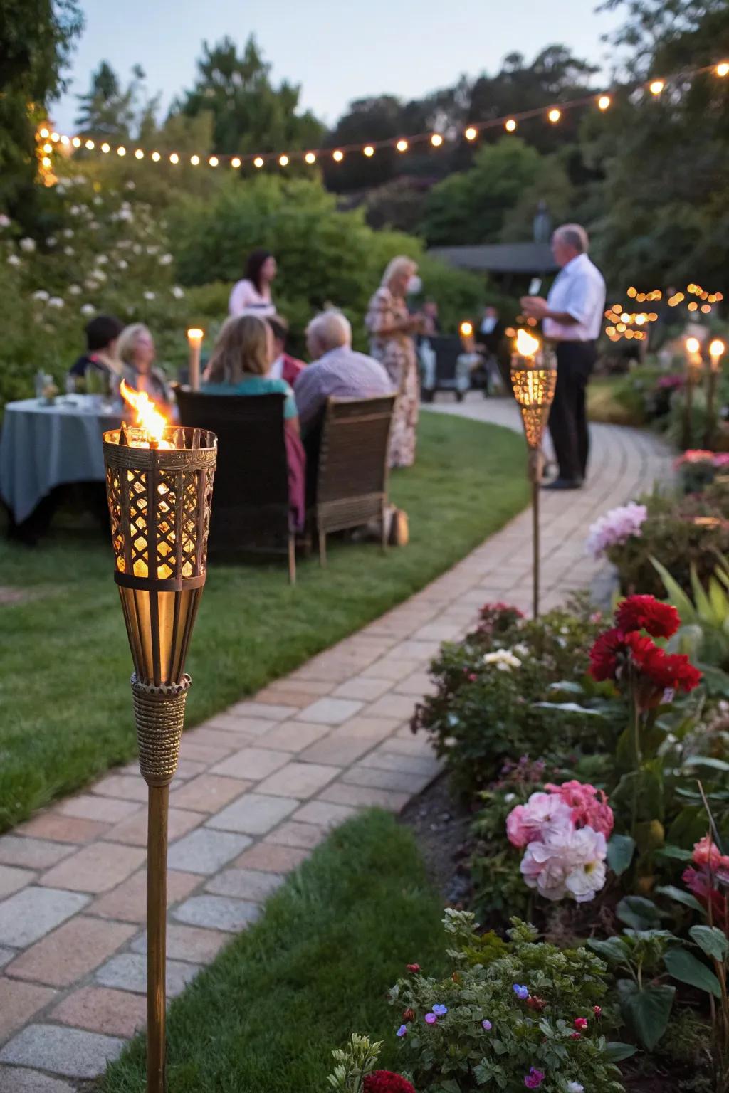 Add glam to your garden party with glittering tiki torches.