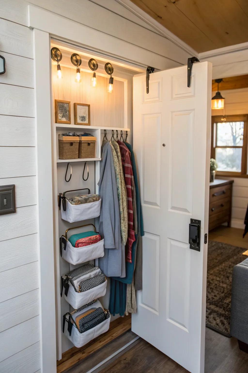 Turn doors into storage opportunities.