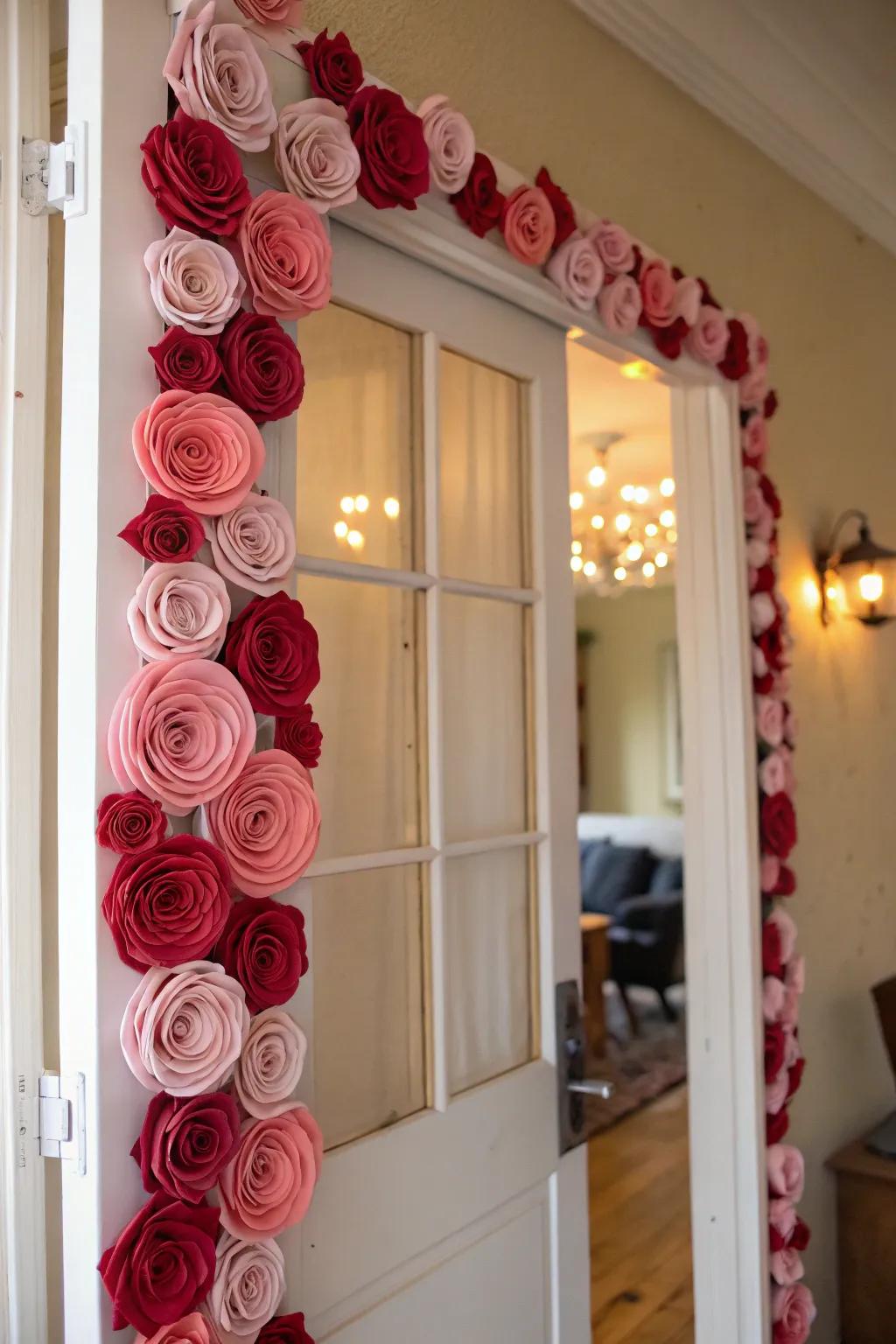 Paper roses create a delicate and environmentally friendly decor.