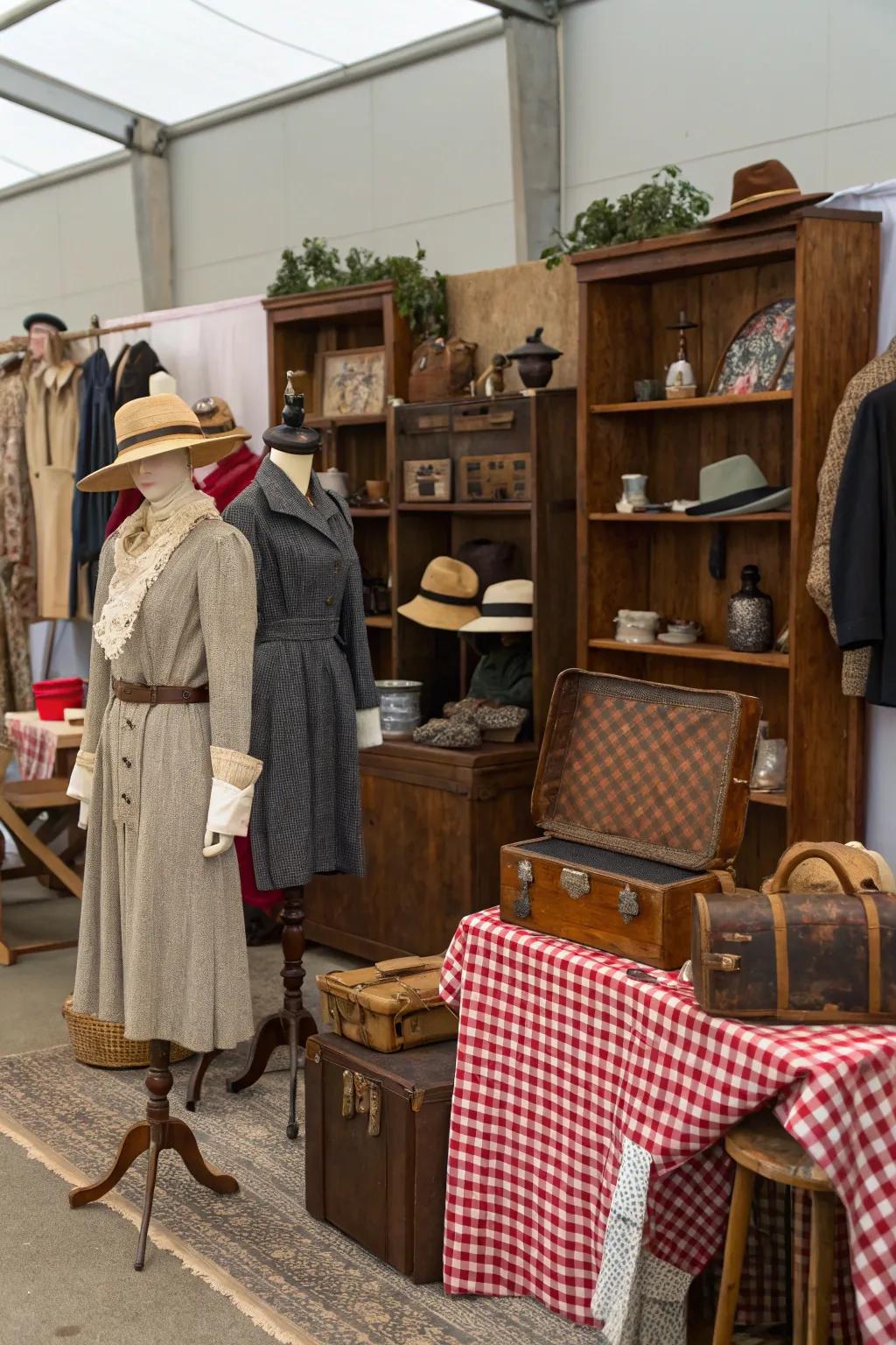 Vintage mannequins add charm and function to displays.