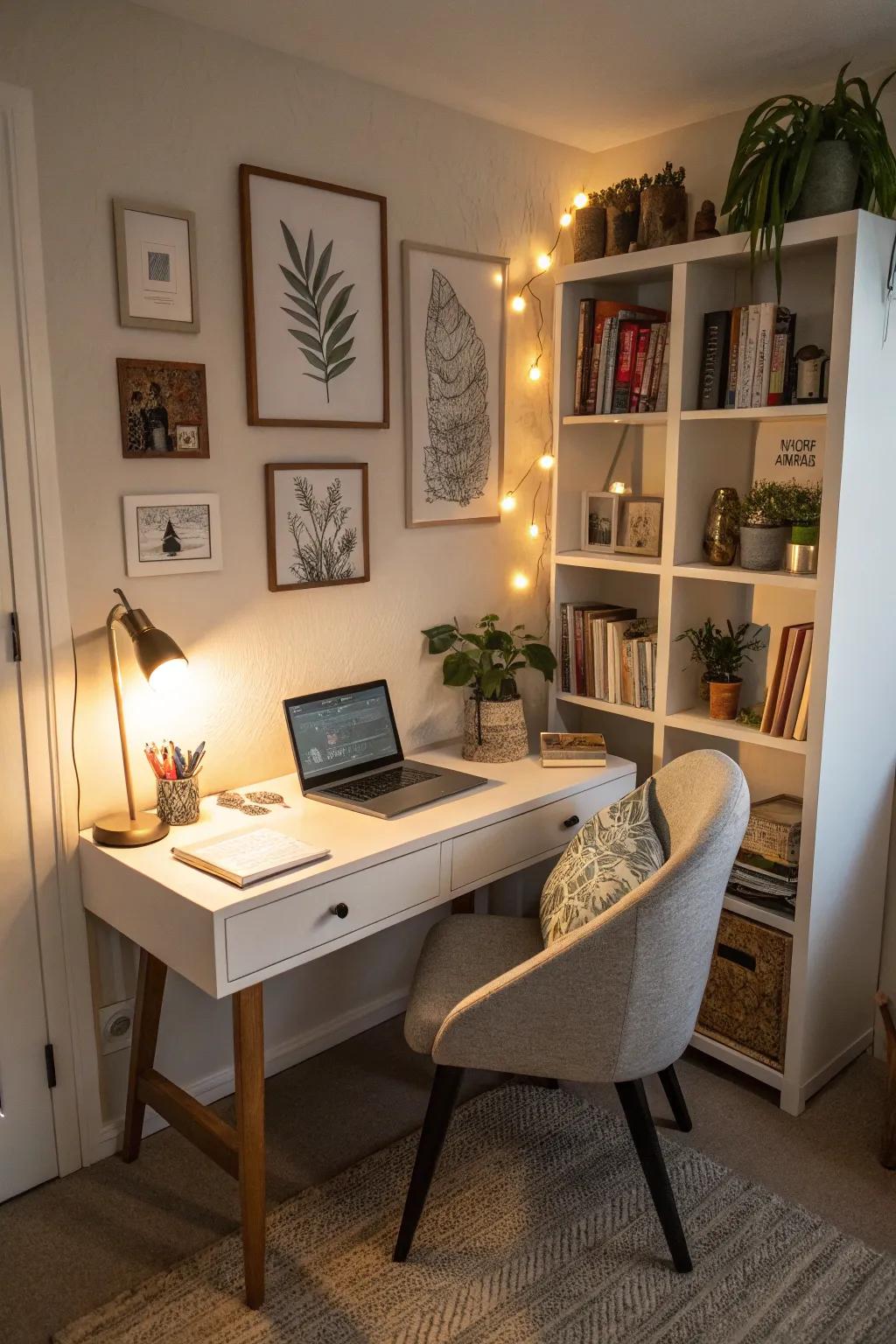 A cozy work nook in an unused corner.