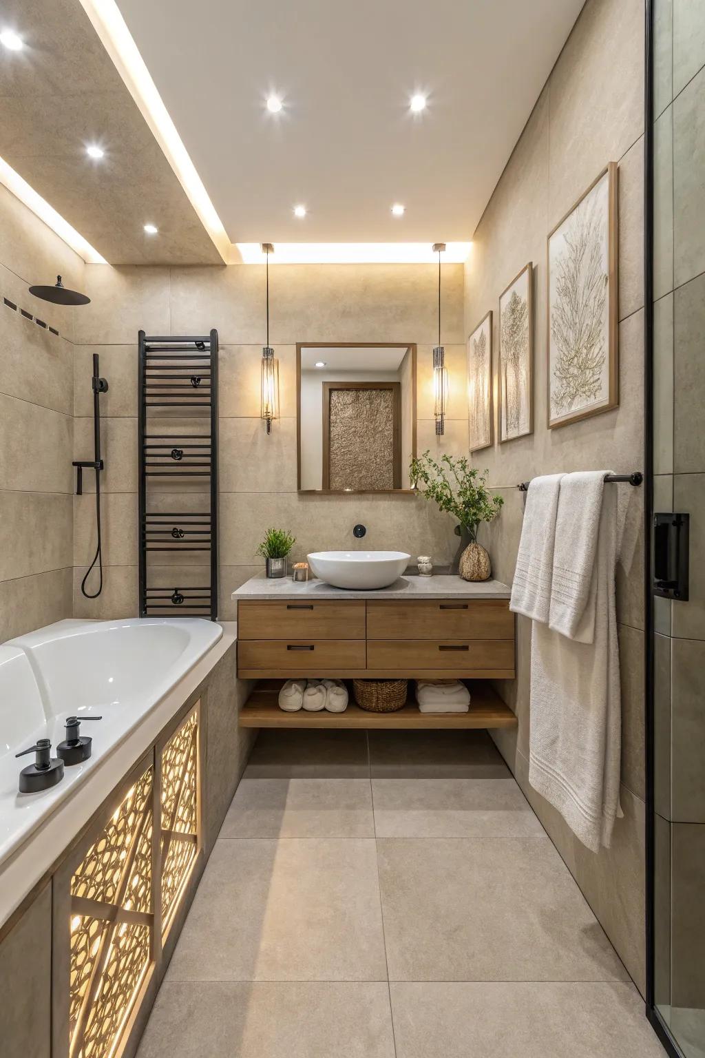 Matte finishes add understated elegance to a zen bathroom.