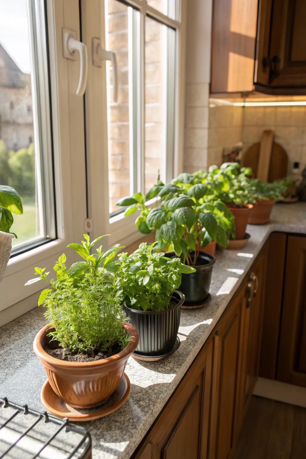 Mini potted herbs add fresh flavors to any meal.