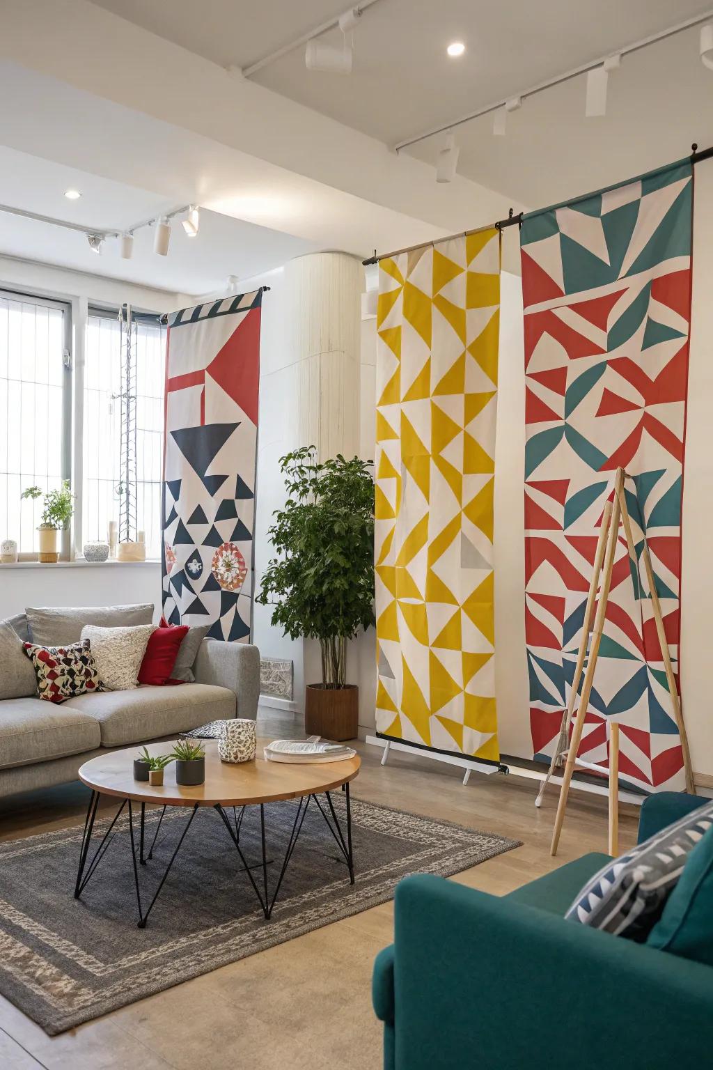 Geometric patterns add a modern twist to your decor.