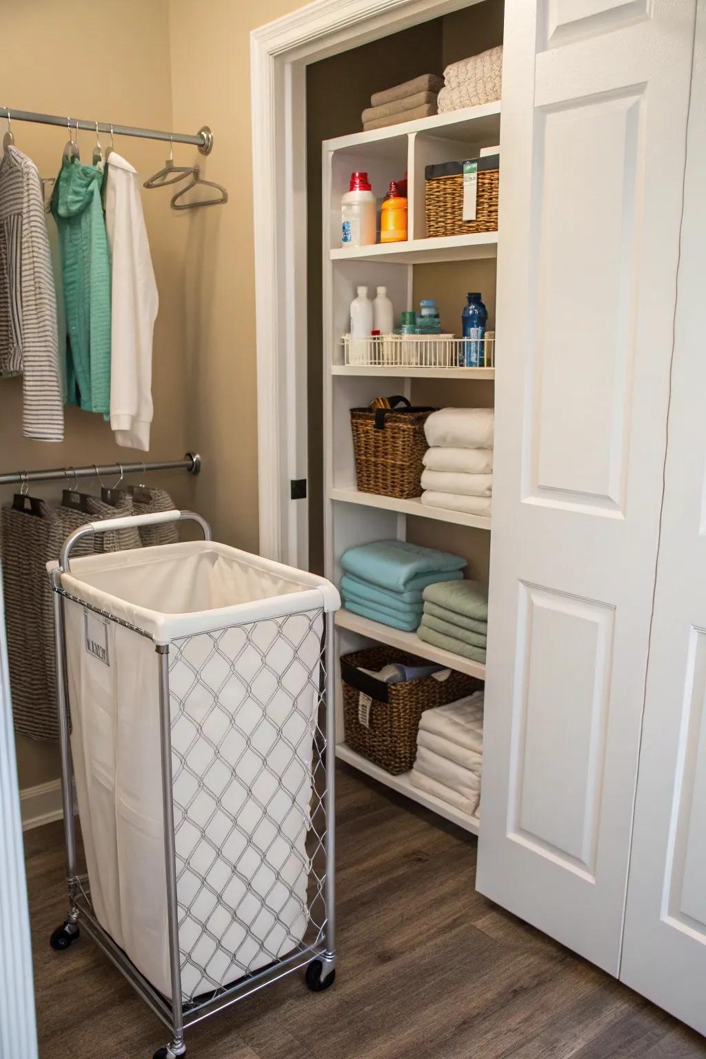 A laundry station within your closet adds efficiency.