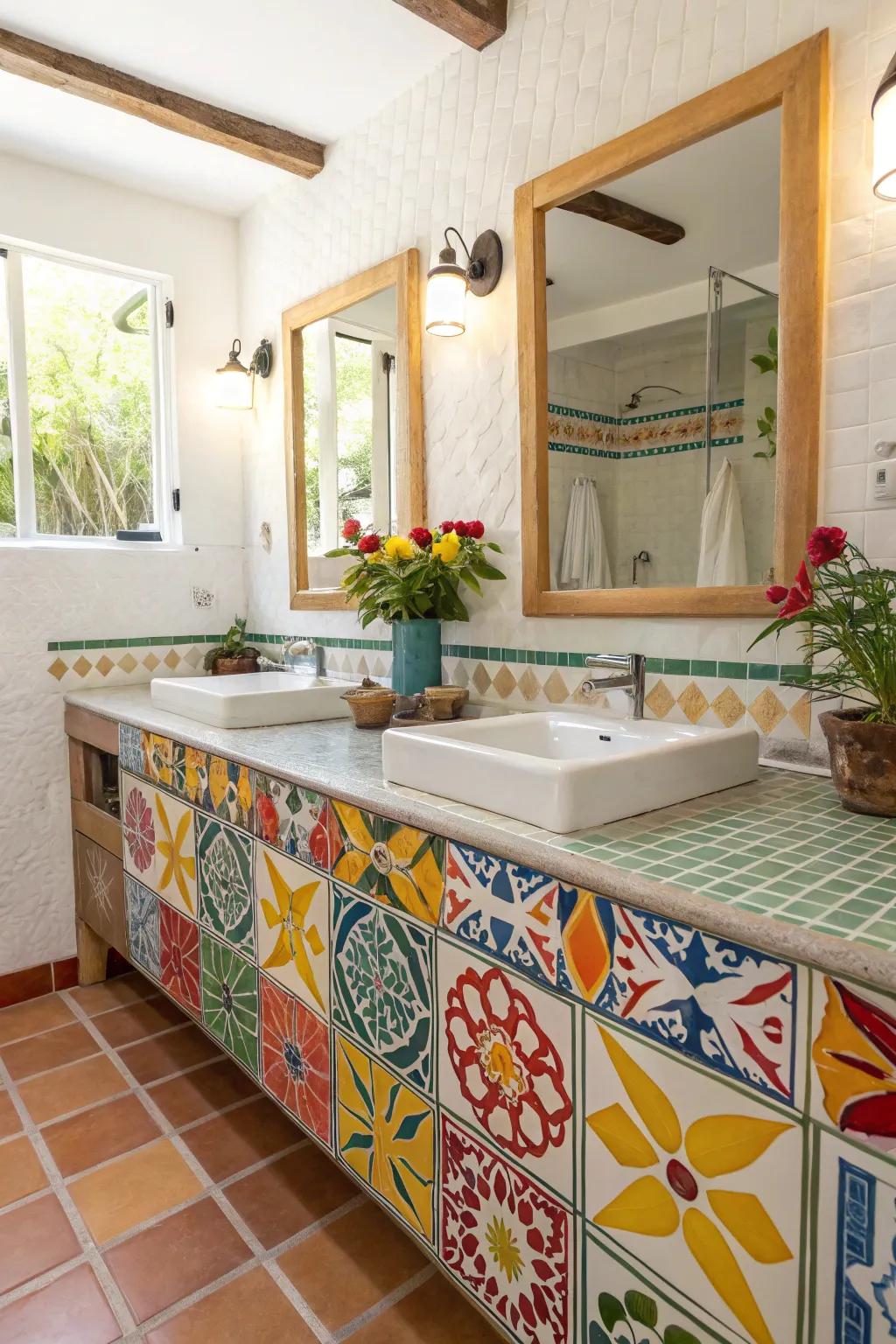 Tile countertops allow for creative expression.