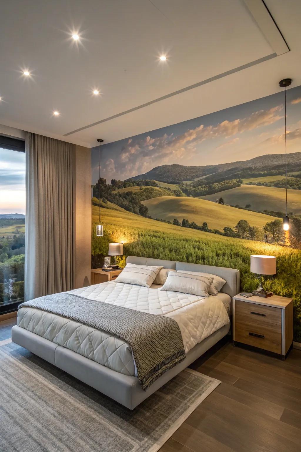 Wall murals turn your bedroom into a captivating canvas.