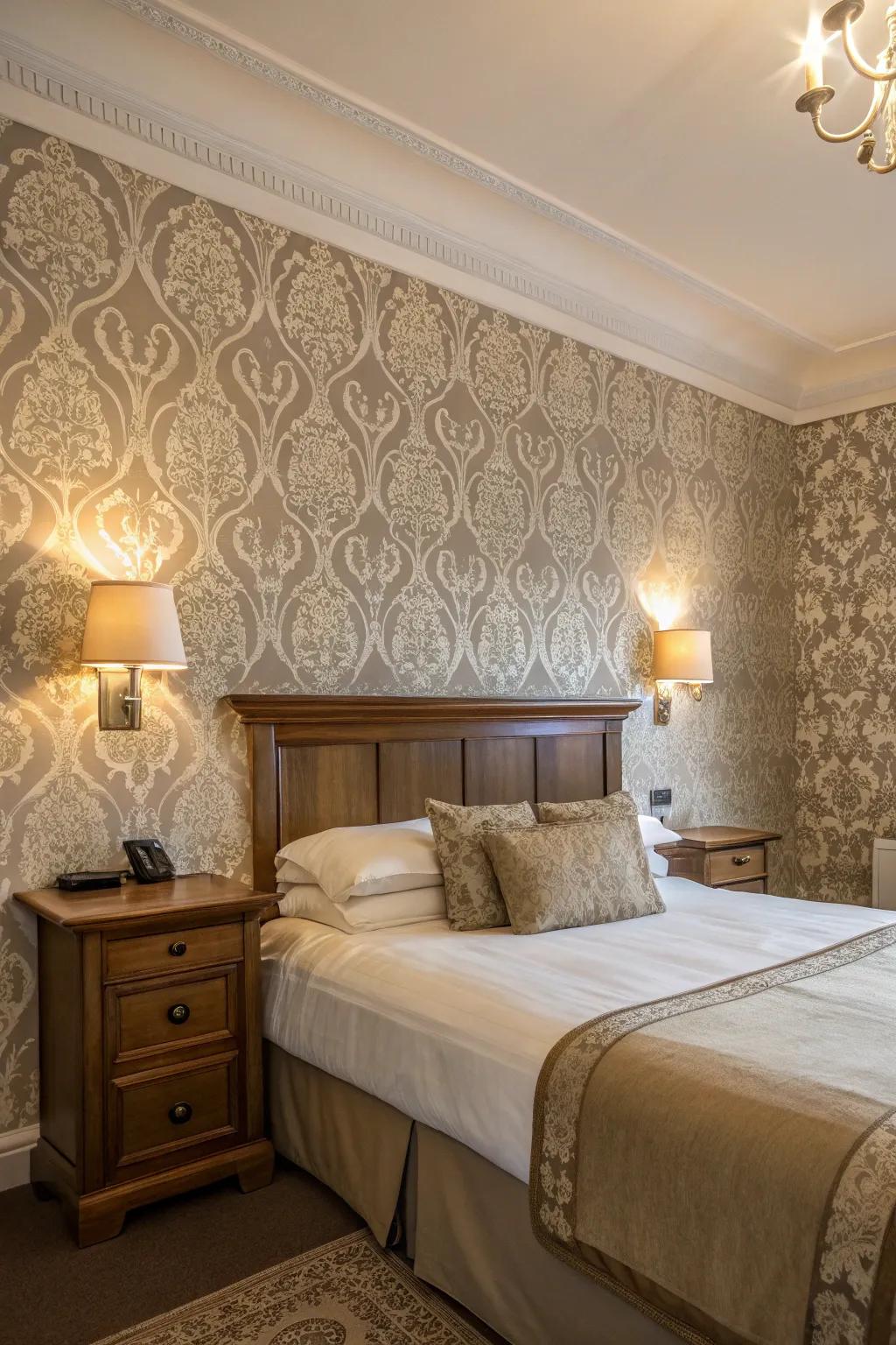 Wallpaper can add elegance and depth to your bedroom.