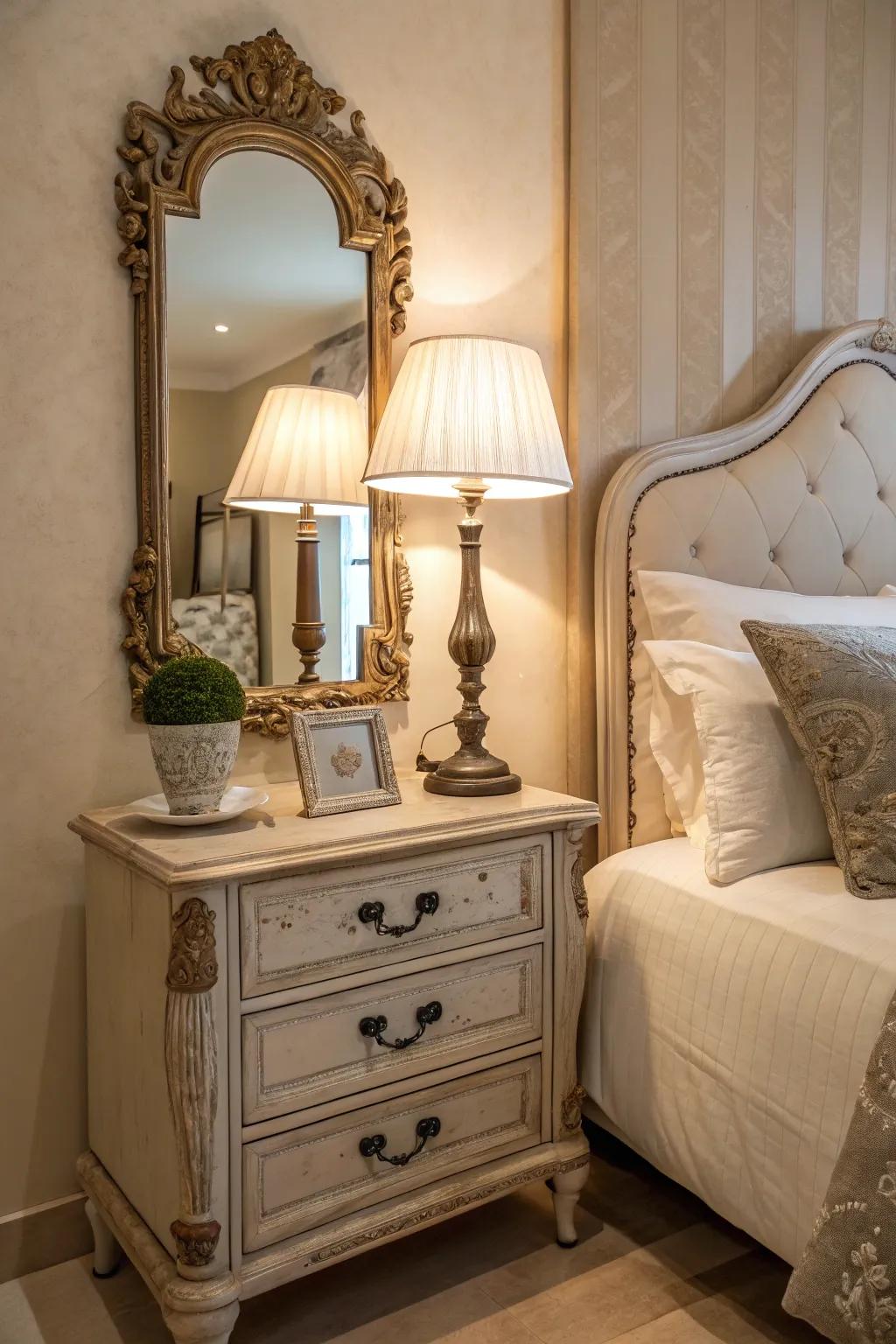 A bedroom enriched by the charm of vintage accents.