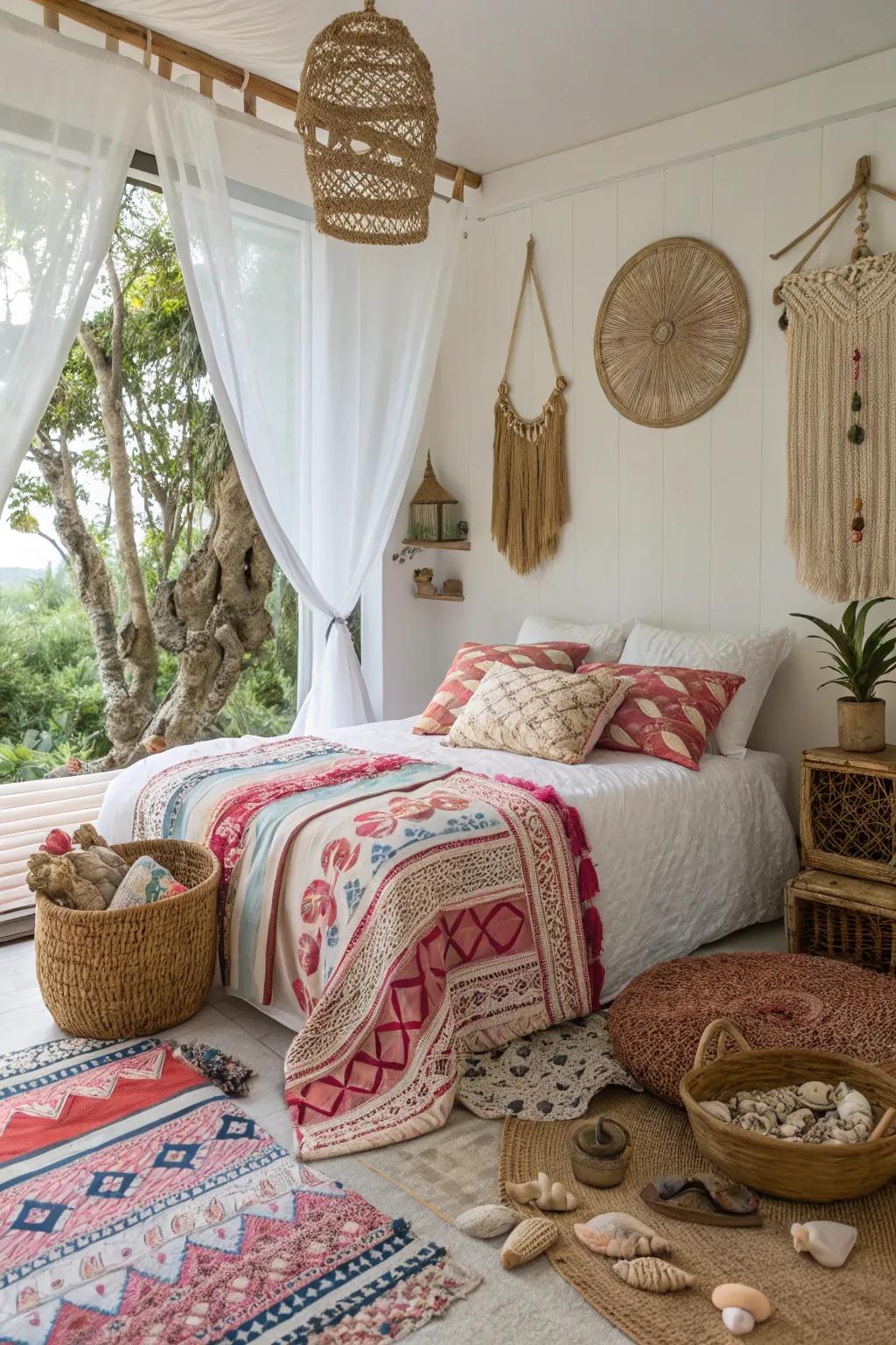 Playful patterns energize your bedroom decor.
