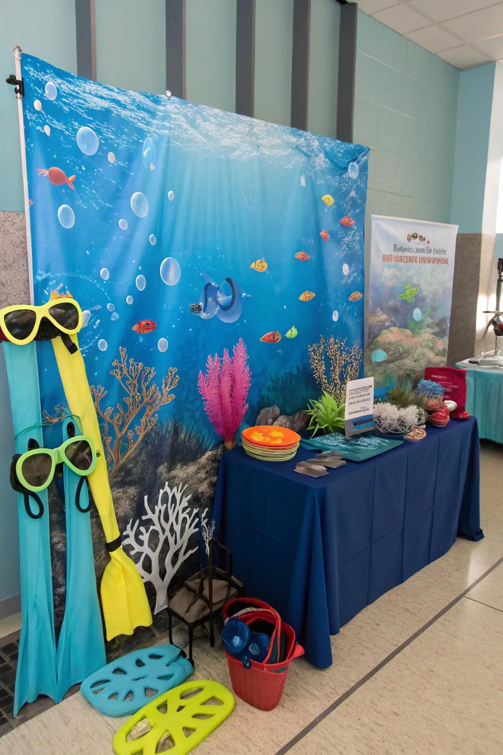 A photo booth that offers a dive into the ocean's playful side.