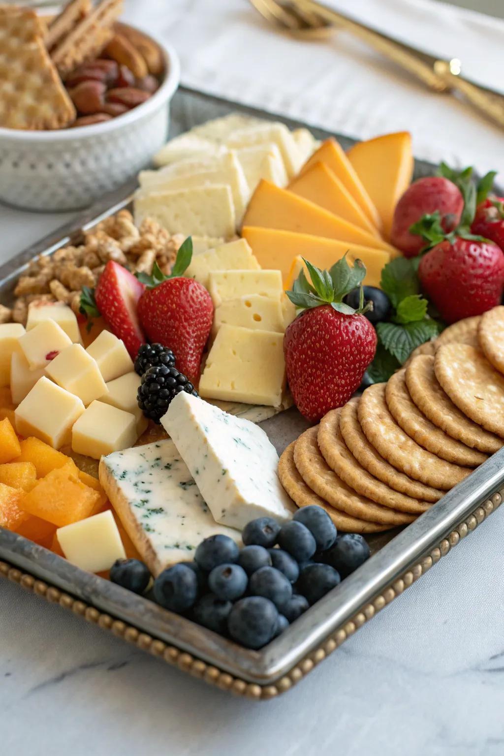 A gourmet cheese board adds a touch of indulgence to your morning.