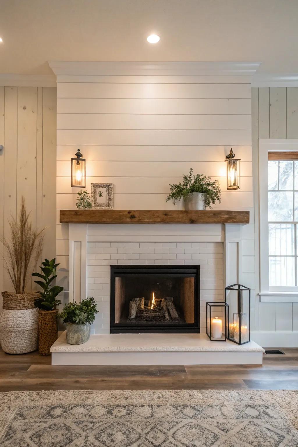 Shiplap adds an elegant, minimalist touch to fireplace design.