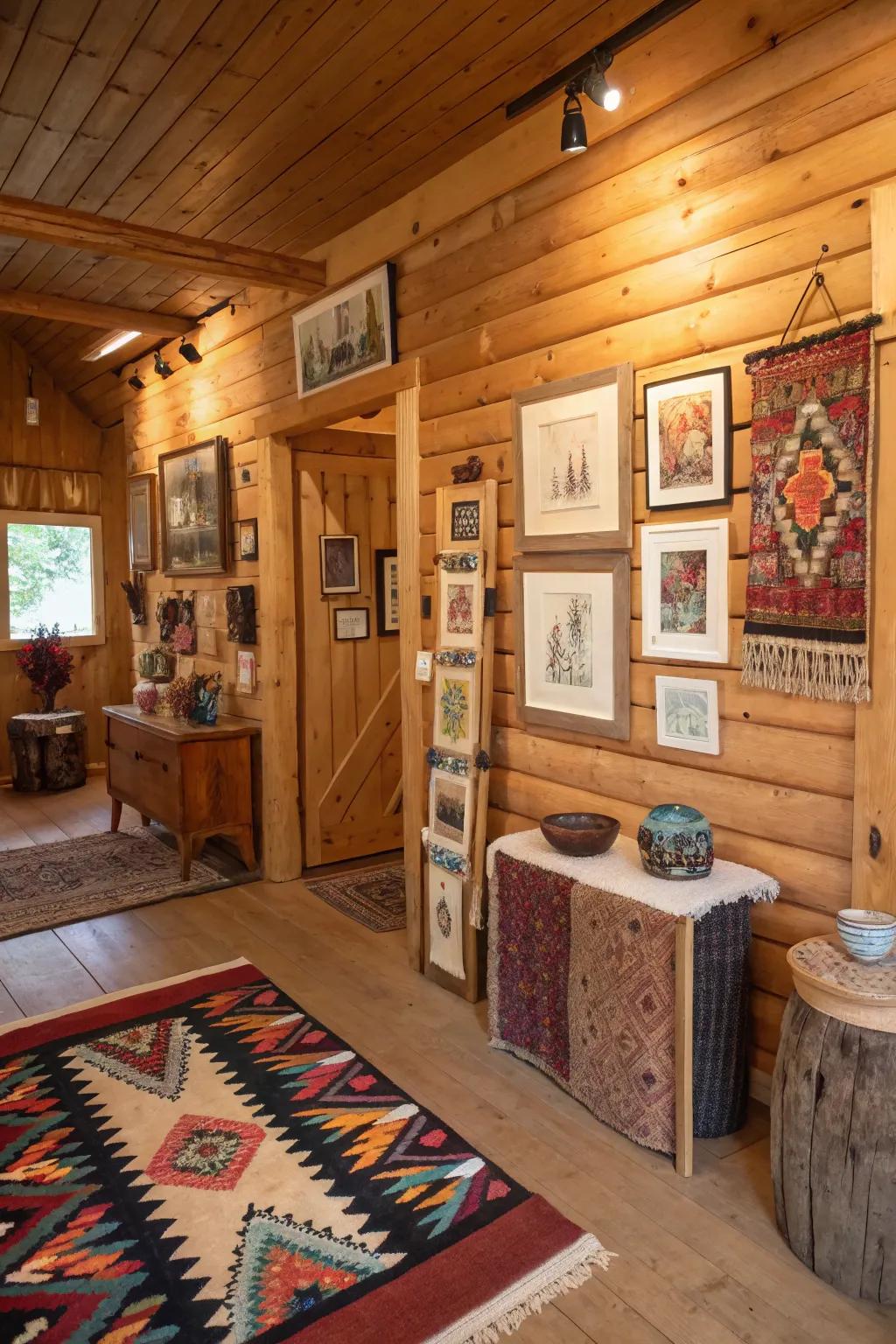 Artistic touches enhancing cabin decor