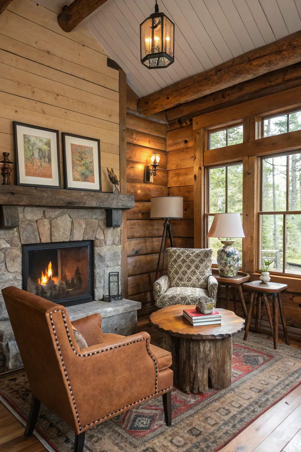 Vintage finds that add character and history to the cabin interior.